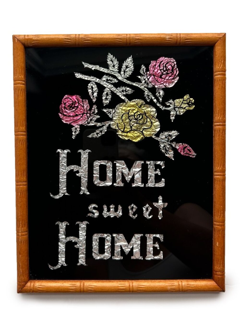 Vintage Home Sweet Home Foil Glass Art
